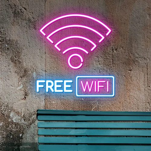 Free WIFI Zone Neon Sign - Custom Patch Factory