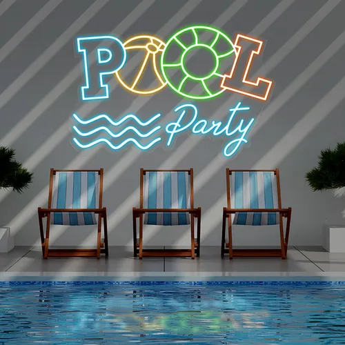 Fun Summer Pool Party Neon Sign - Custom Patch Factory