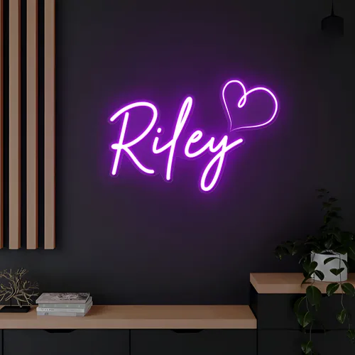 Riley Heart Neon Sign - Custom Patch Factory