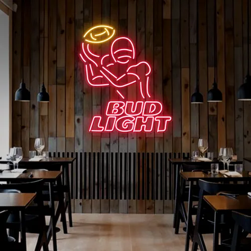 Team Football Bud Light Neon Sign - Custom Patch Factory