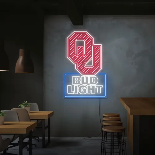 OU Bud Light Neon Sign - Custom Patch Factory