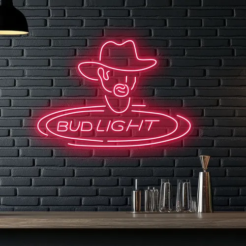 Cowboy Bud Light Neon Sign - Custom Patch Factory