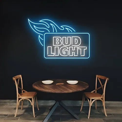 Fiery Bud Light Neon Sign - Custom Patch Factory