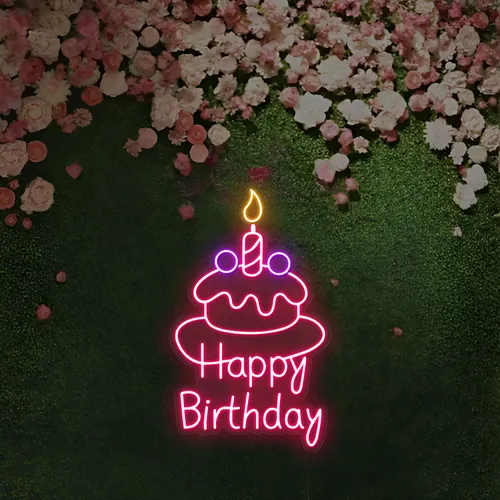 Happy Birthday Wishes Neon Sign - Custom Patch Factory