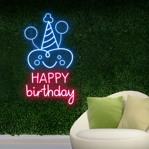 Celebrate Happy Birthday Neon Sign - Custom Patch Factory
