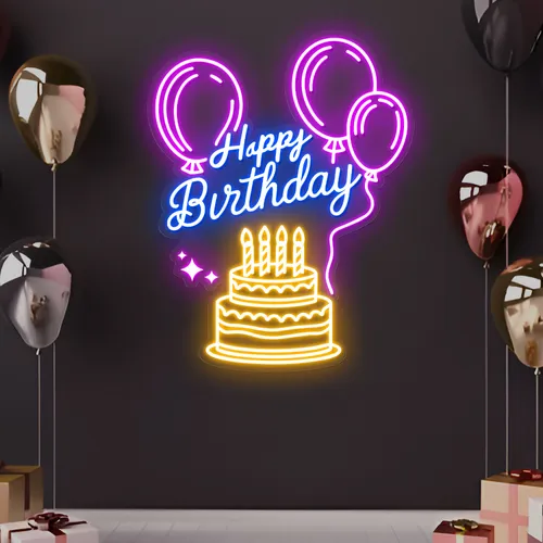 Happy Birthday Bash Neon Sign - Custom Patch Factory