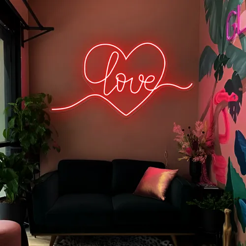 Heart of Love Neon Sign - Custom Patch Factory