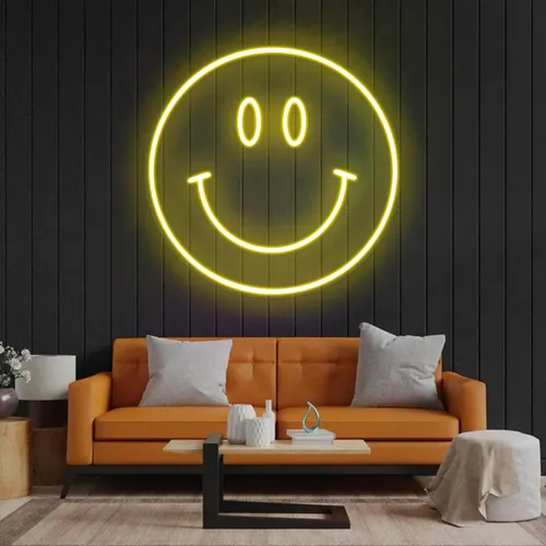 Yellow Neon Smile Sign - Custom Patch Factory