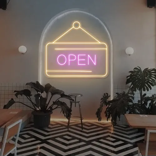 Retro Open Neon Sign - Custom Patch Factory