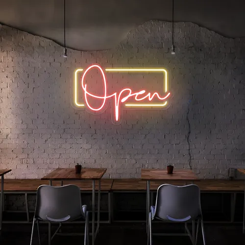 Modern Open Neon Sign - Custom Patch Factory
