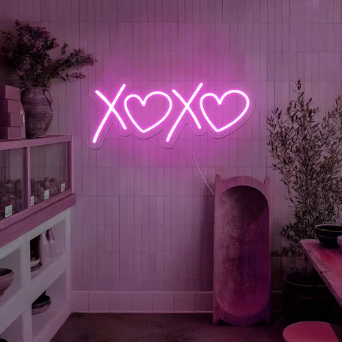 XOXO Heart Pink Neon Sign - Custom Patch Factory