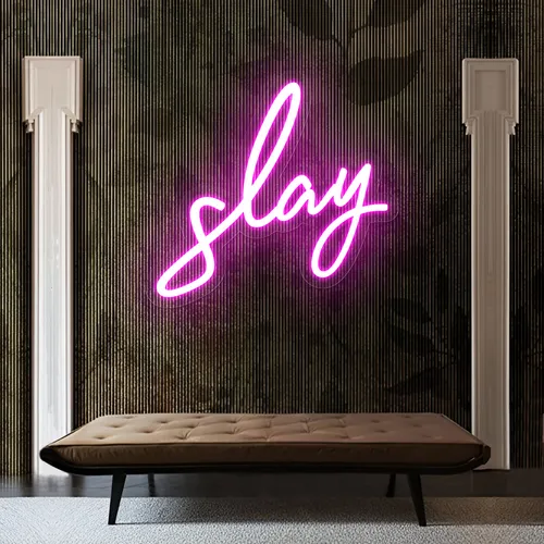 Glowing Slay Pink Neon Sign - Custom Patch Factory