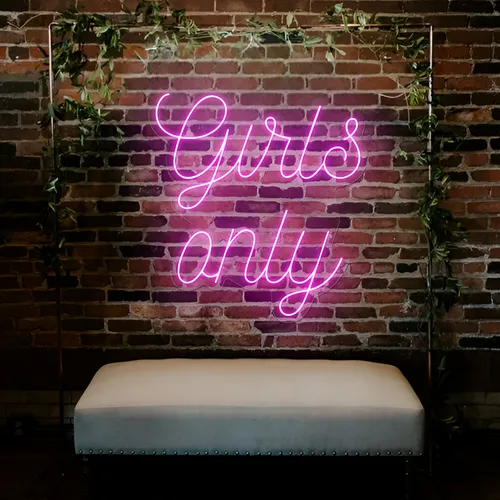 Chic Pink Girls Only Neon Sign - Custom Patch Factory