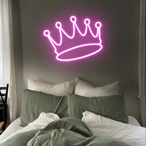 Majestic Pink Crown Neon Sign - Custom Patch Factory