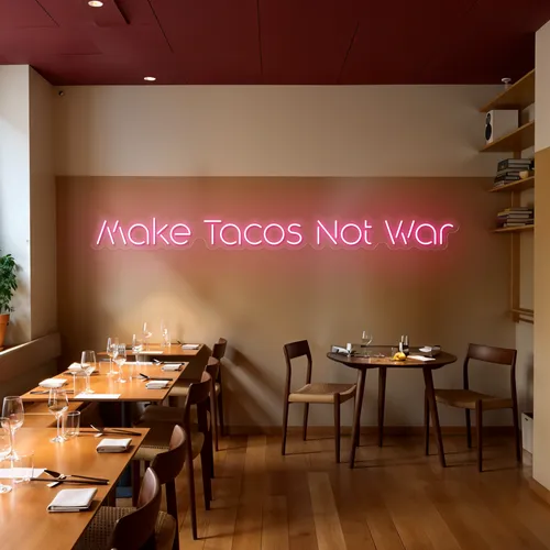 Mouthwatering "Make Tacos Not War" Neon Sign - Custom Patch Factory