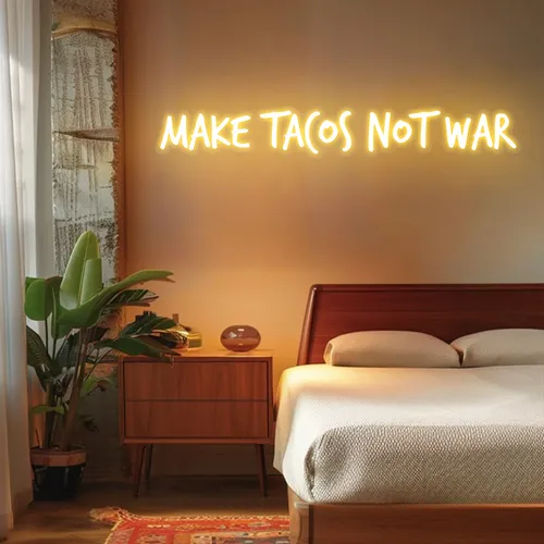 Zesty "Make Tacos Not War" Neon Sign - Custom Patch Factory