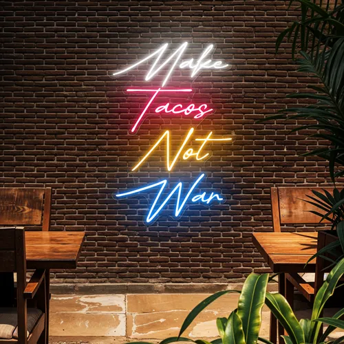 Flavorful "Make Tacos Not War" Neon Sign - Custom Patch Factory