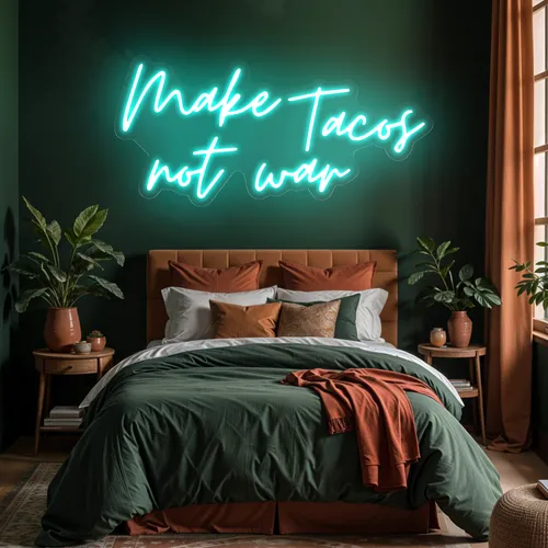 Sizzling "Make Tacos Not War" Neon Sign - Custom Patch Factory
