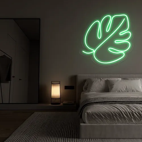 Tropical Monstera Leaf Neon Sign - Custom Patch Factory