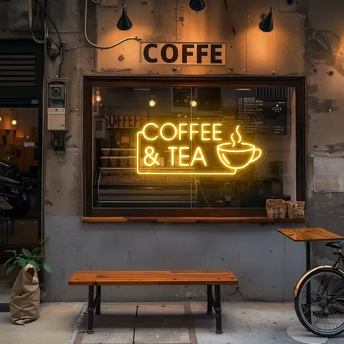 Coffee Tea Window Neon Sign - Custom Patch Factory