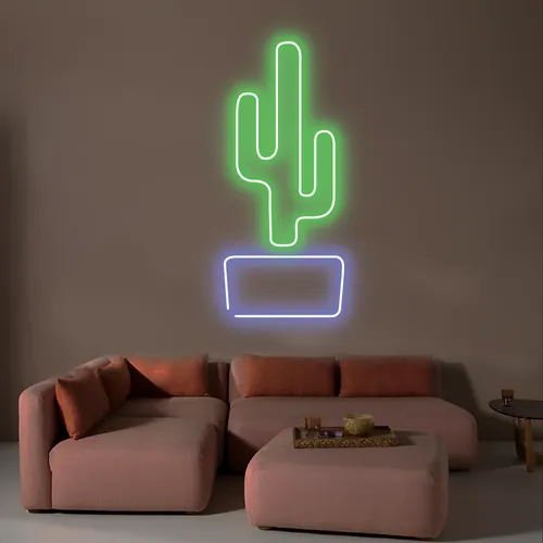 Cactus Vertical Neon Sign - Custom Patch Factory