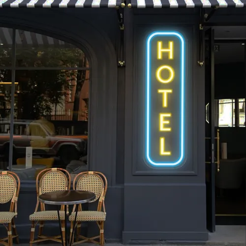 Hotel Vertical Neon Sign - Custom Patch Factory