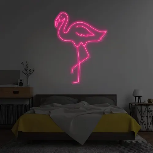 Single Flamingo Vertical Neon Sign - Custom Patch Factory
