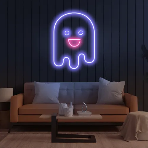 Ghost Cartoon Vertical Neon Sign - Custom Patch Factory