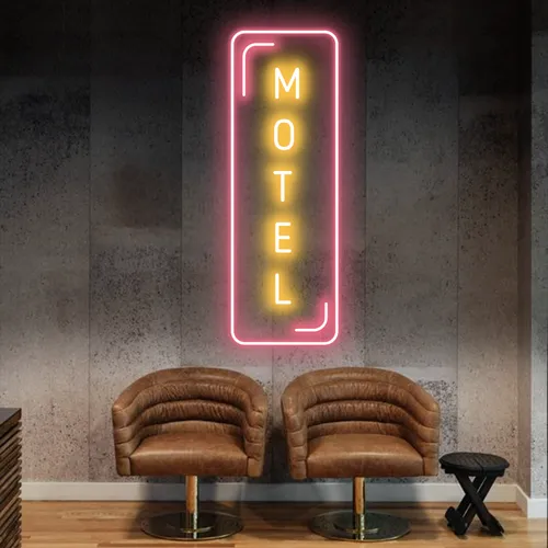 Motel Vertical Neon Sign - Custom Patch Factory