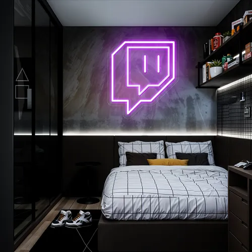 Twitch Icon Glow Neon Sign - Custom Patch Factory