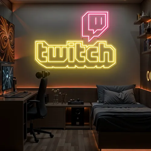 Twitch Bold Glow Neon Sign - Custom Patch Factory