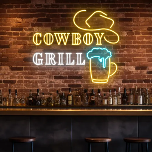 Cowboy Grill Neon Sign - Custom Patch Factory