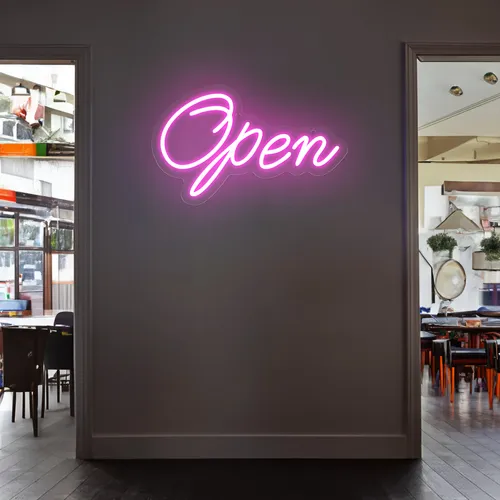 Open Script Neon Sign - Custom Patch Factory