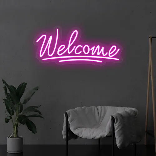 Welcome Underline Neon Sign - Custom Patch Factory