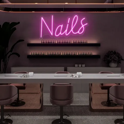Nails Script Neon Sign - Custom Patch Factory