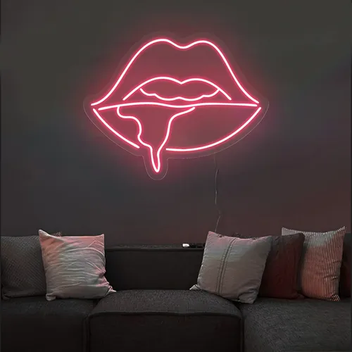 Dripping Lips Neon Sign - Custom Patch Factory