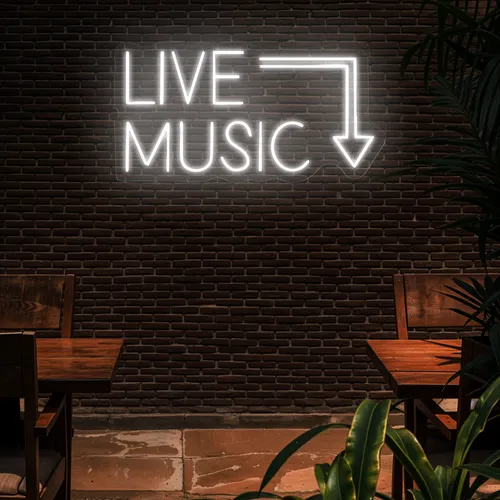 Live Music Neon Sign - Custom Patch Factory