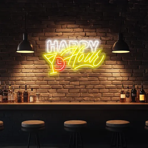 Custom Happy Hour Neon Signs - Custom Patch Factory