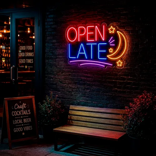 Custom Open Late Neon Signs - Custom Patch Factory