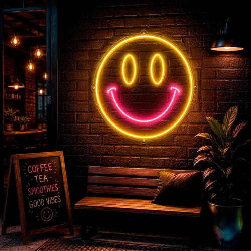 Custom Smiley Face Neon Signs - Custom Patch Factory