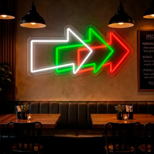Custom Neon Arrow Signs - Custom Patch Factory