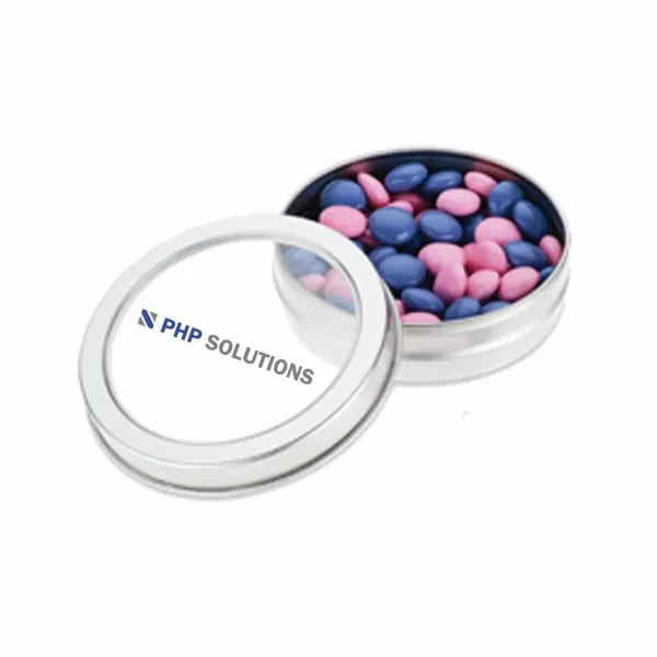 Small Top View Tin - Chocolate Buttons - Custom Patch Factory