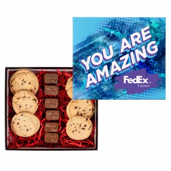 Chocolate Chip Cookies and Molded Chocolates in Gift Box - Custom Patch Factory