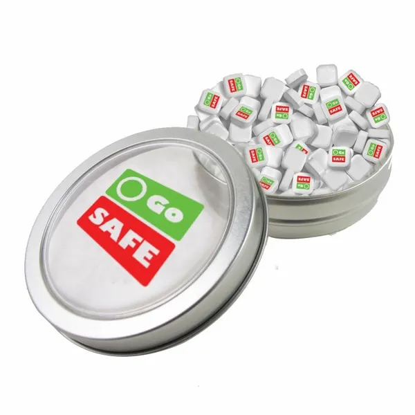 Small Top View Tin - Imprinted Square Mints - Custom Patch Factory