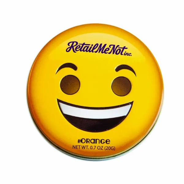 Smiley Face Emojy Tin with Orange Mints - Custom Patch Factory