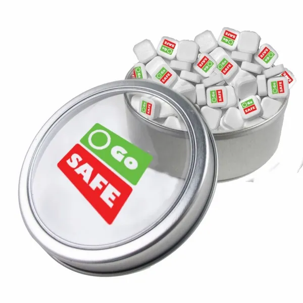 Large Top View Tin - Imprinted Square Mints - Custom Patch Factory