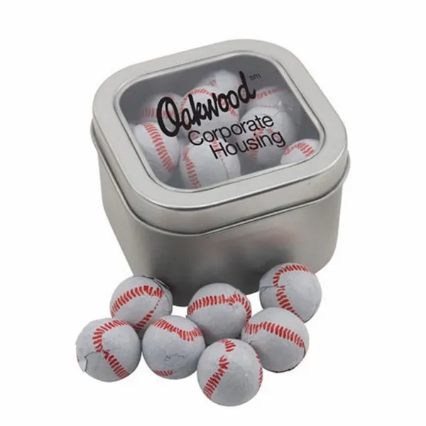 Window Tin with Chocolate Baseballs - SBF2700 - Custom Patch Factory