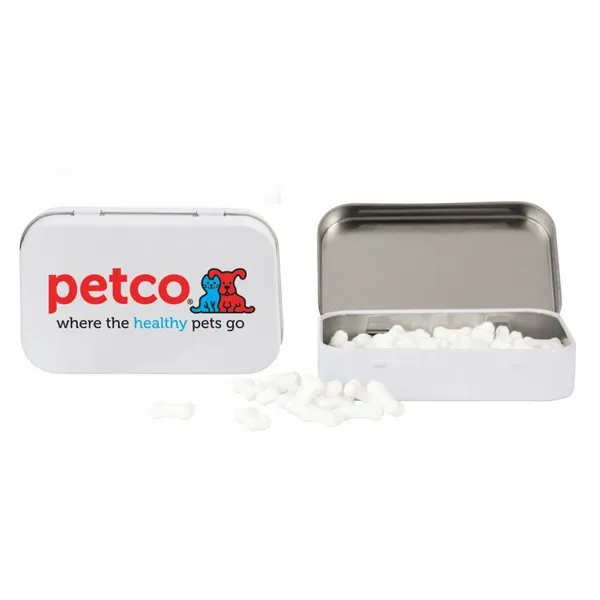 Rectangular Tin with Bone Shaped Mints - Custom Patch Factory