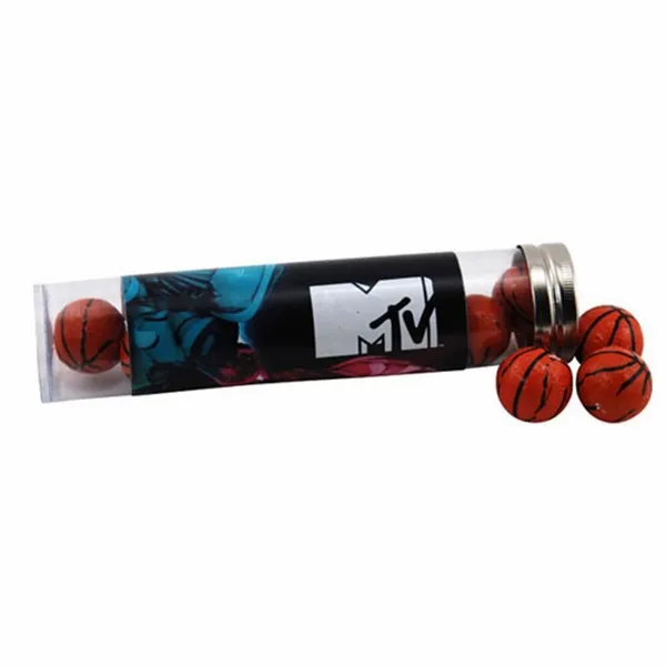 Tube with Chocolate Basketballs 6" tube - Custom Patch Factory