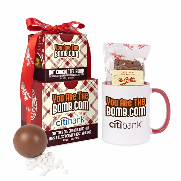 Mrs. Fields Mug, Brownie, Hot Chocolate Bomb Gift Set - Custom Patch Factory